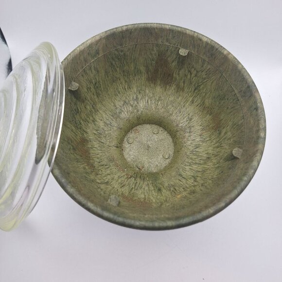 Fronzwood Kokomo Bowl Glass Lid Green Composite Vintage Art Mid Century Modern - Picture 7 of 8